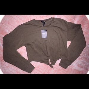 Olive Long Sleeve Crop Top